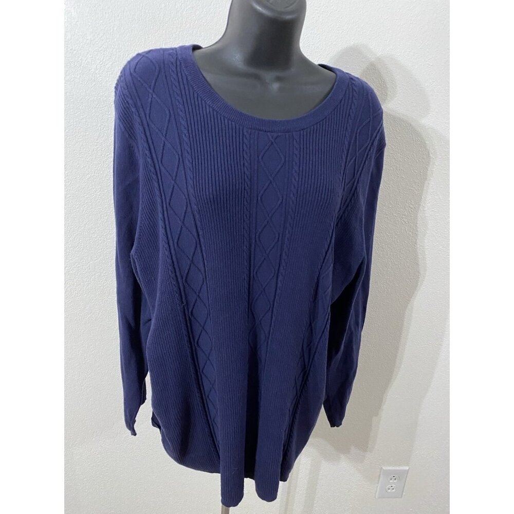Basic Editions Womens Size XXL Sweater  Navy Pullover Cable